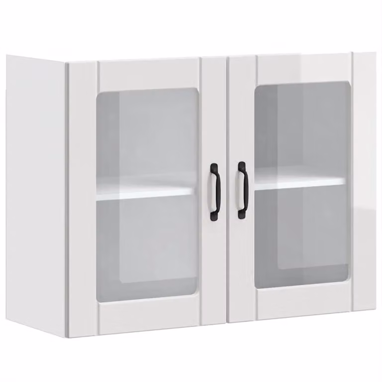 Berkfield Home Lucca Modern Kitchen Wall Cabinet with Glass Doors in High Gloss White