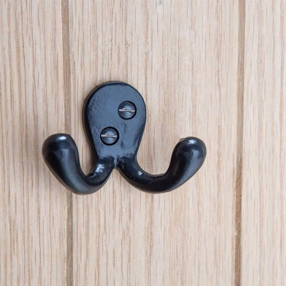 FLAVORA 5-Hook Double Coat Hook Cast Iron in Black, Width: 50 cm – 4