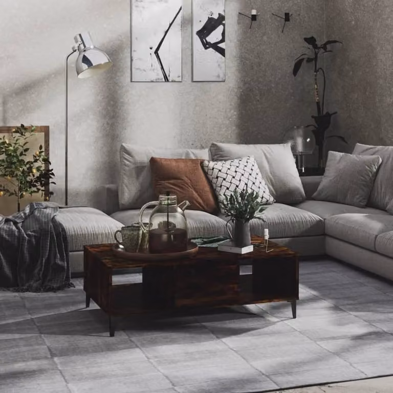 Berkfield Home Modern Rectangular Coffee Table in Smoked Oak Brown, W/D/H: 103.5 x 60 x 35 cm