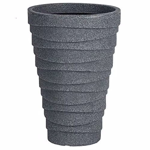 Strata Sankey Ash Effect Trojan Round Plastic Plant Pot, Grey, H 56 cm x W 38 cm x D 38 cm