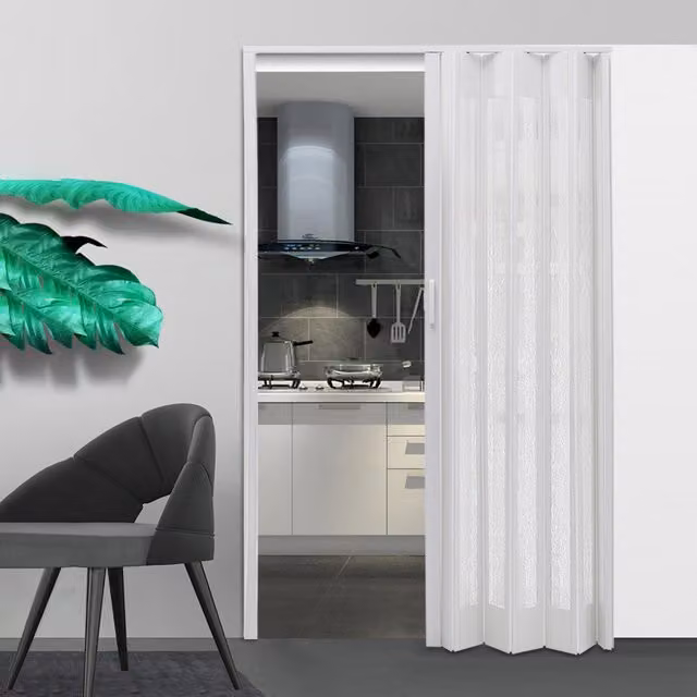 Livingandhome Transparent White PVC Folding Pocket Door, Width: 81 cm