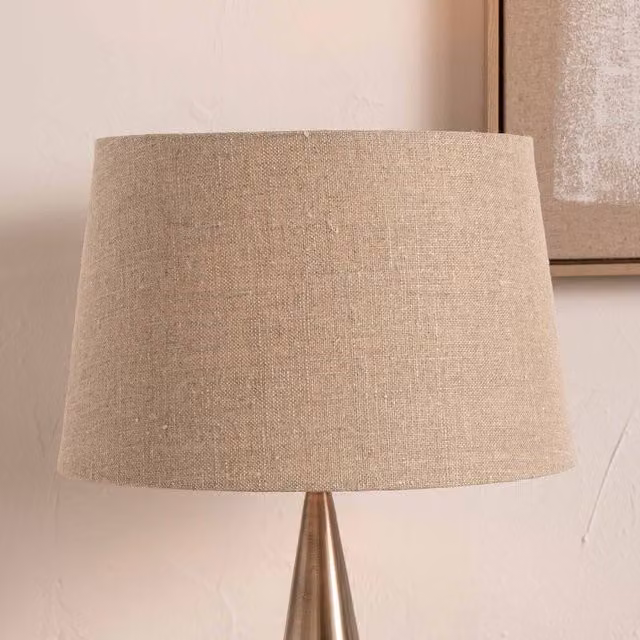 Ruma Natural Linen Tapered Table Lamp Shade in Brown and Beige, Diameter: 25.4 cm