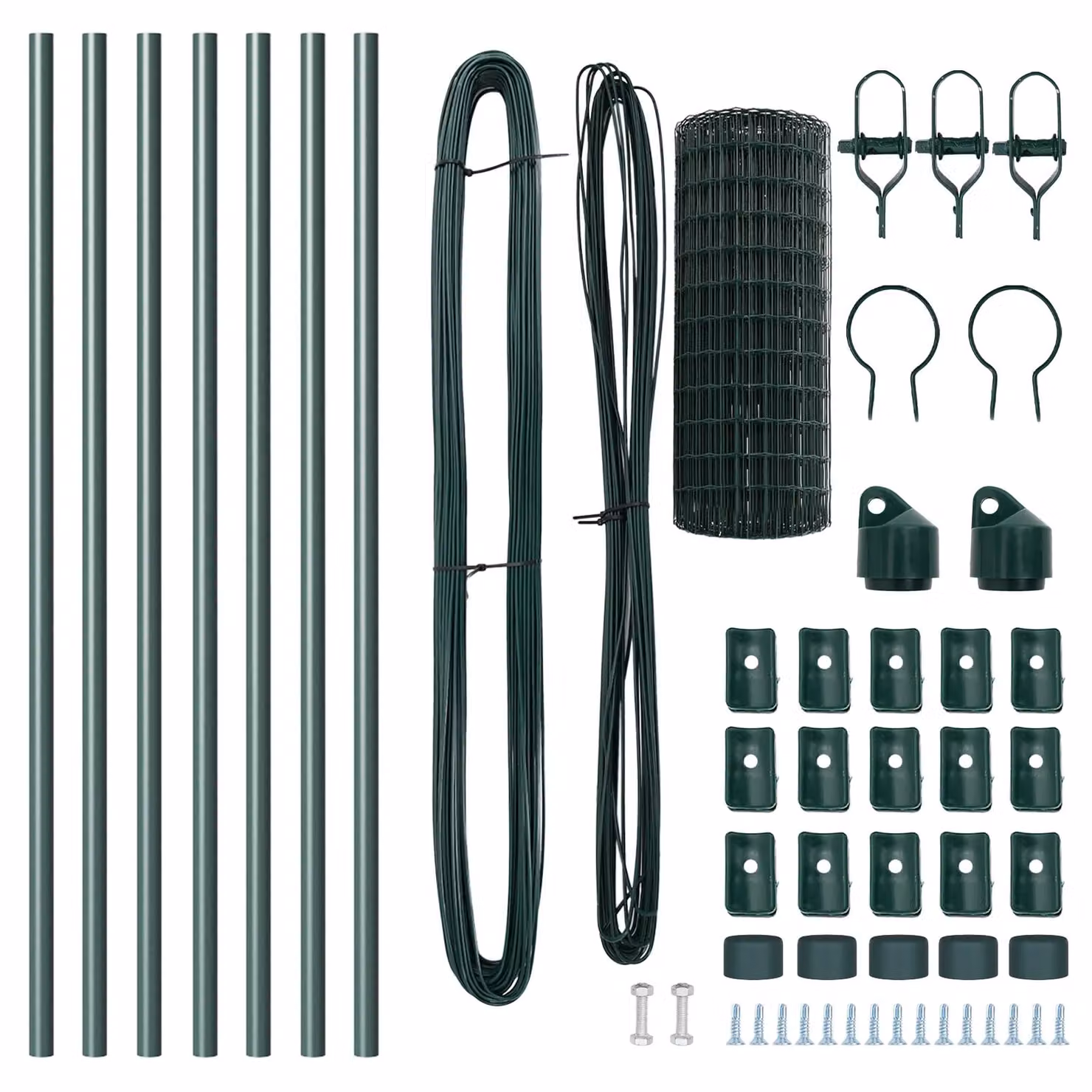 Berkfield Home Euro Fence with 7 Posts, Galvanised Steel, Green and Silver, W: 10 m, H: 0.8 m – 3