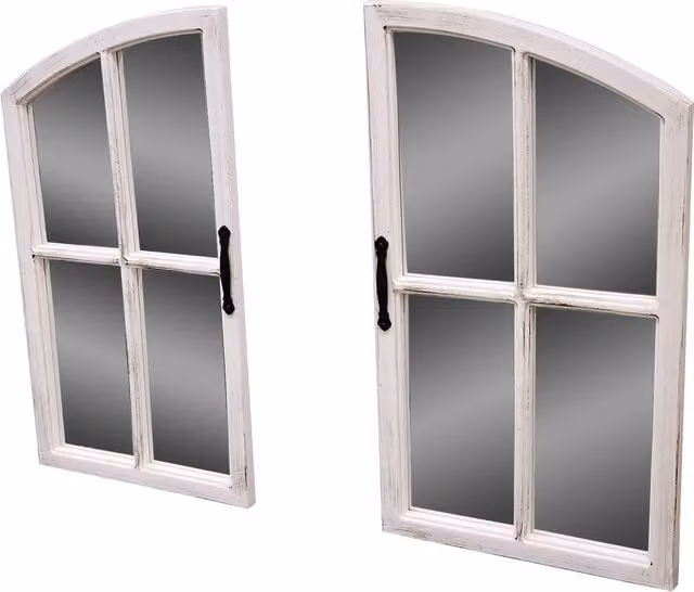 Deenz White Rustic Window Style Hanging Mirror
