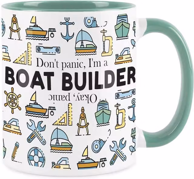 Purely Home Novelty Boat Builder Ceramic Mug in Turquoise