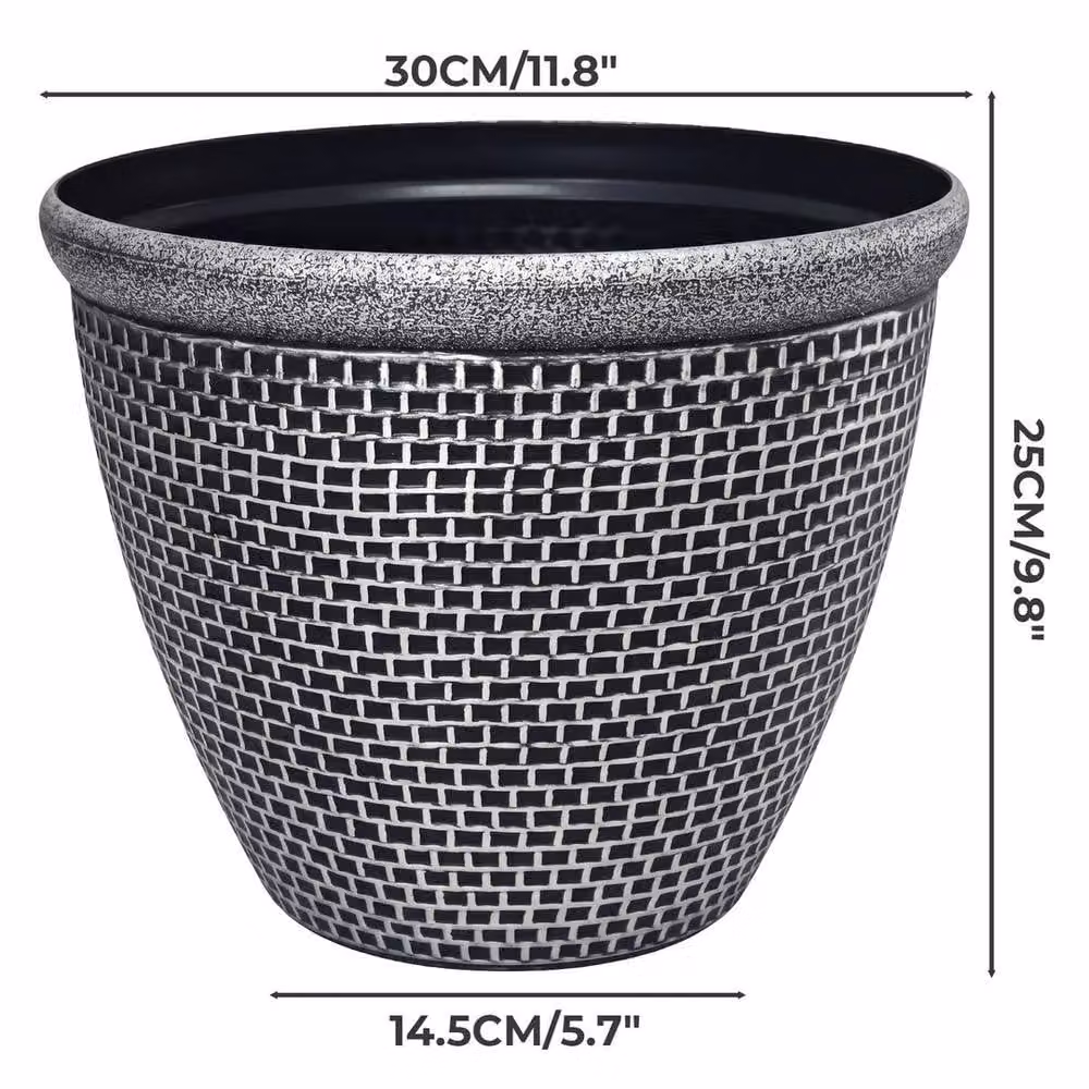 Kelvenix 2-Piece Silver Plastic Garden Plant Pots and Ornamental Planters – 2