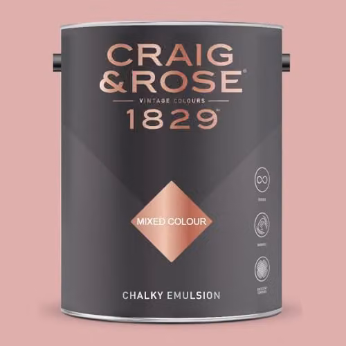 Craig & Rose 1829 Paint Stop Chalky Matt Emulsion in Rose Pink, 5 l