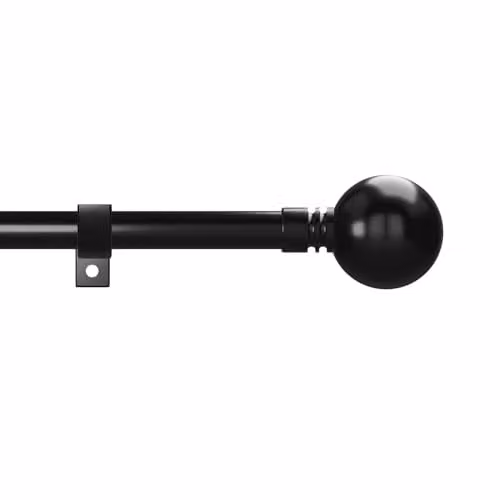 Caecus Metal Eyelet Extendible Curtain Pole, 28mm Diameter, Black with Crystal Ball Finial Ends, Length: 120-220cm – 1