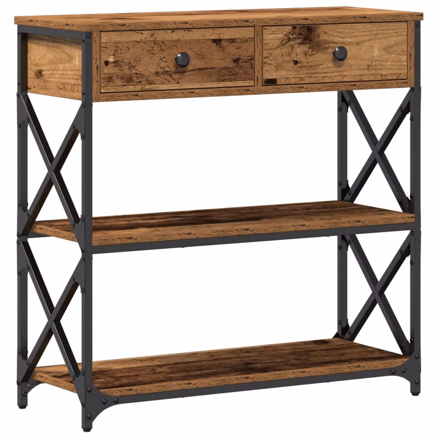 Berkfield Home Industrial Console Table in Brown, W/D/H: 75 x 28 x 75 cm – 2