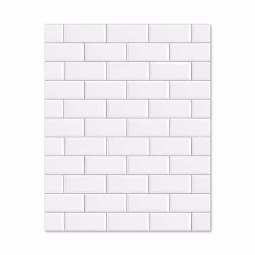 White Metro Tile Polished Toughened Glass Kitchen Splashback, W: 60 cm, H: 75 cm, 6 mm thickness – 2