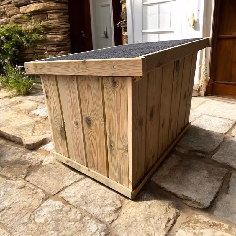 Bespoke Outdoor Rustic Brown Wood Garden Storage Box W/D/H: 50 x 50 x 50 cm – 5