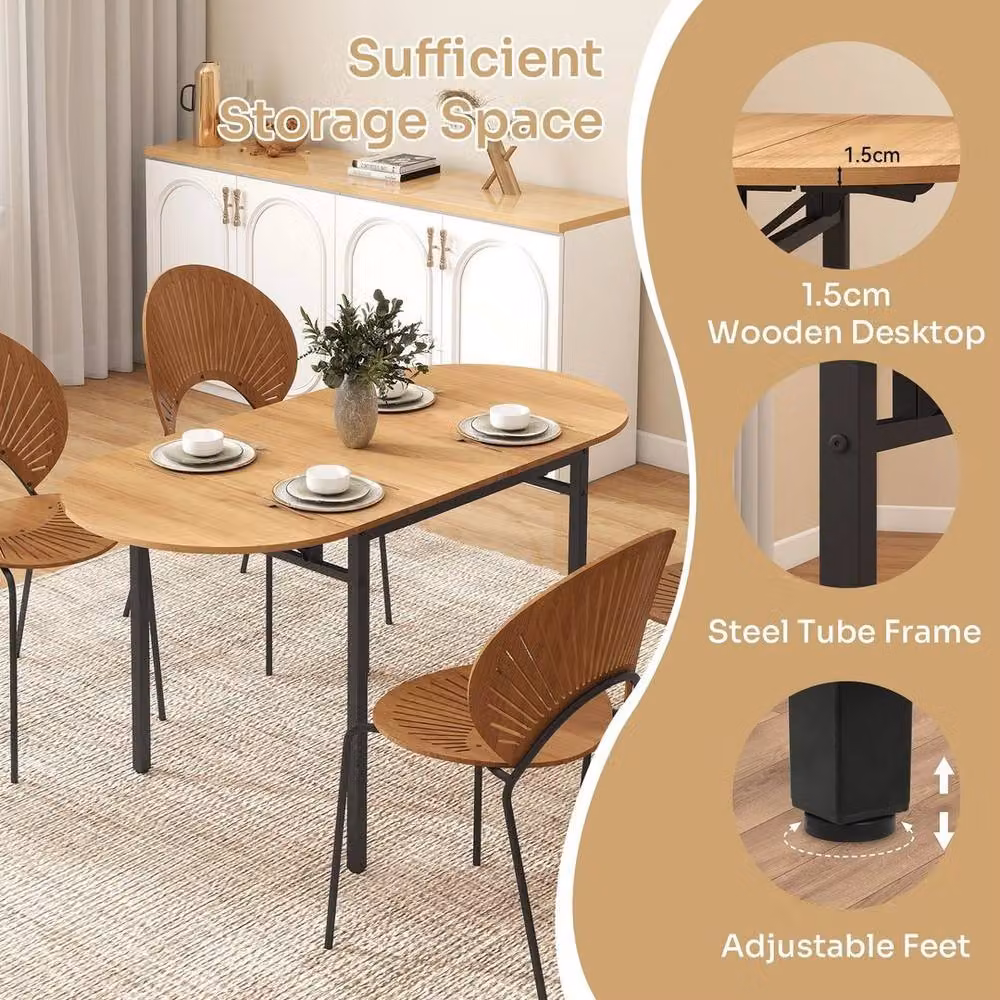 FORGEVIO Extendable Modern Wood Dining Table in Natural Brown, W/D/H: 80-140 x 80 x 75 cm – 2