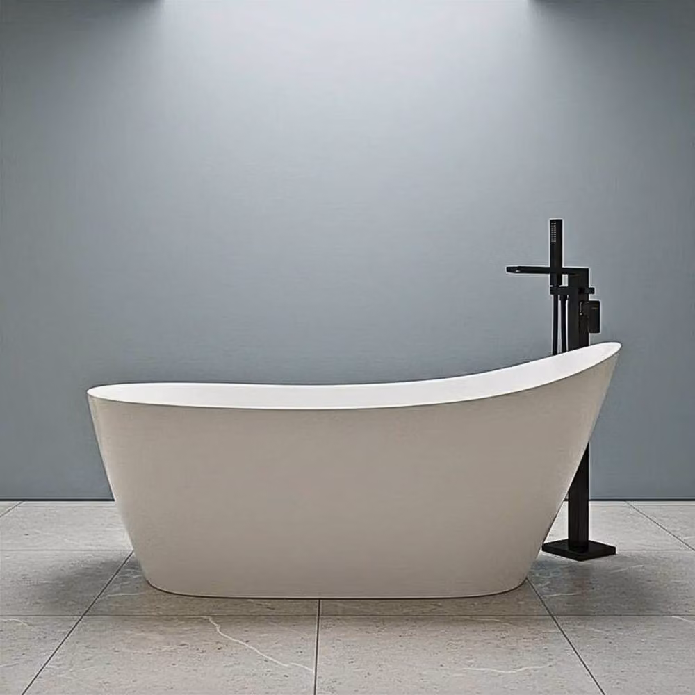 Balterley Modern Slipper Freestanding Oval Acrylic Bath in White W/D/H: 226.0 x 74.0 x 72.5 cm – 2