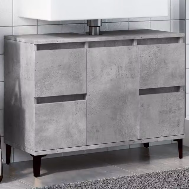 Berkfield Home Sink Cabinet in Concrete Grey, W/D/H: 80 x 33 x 60 cm