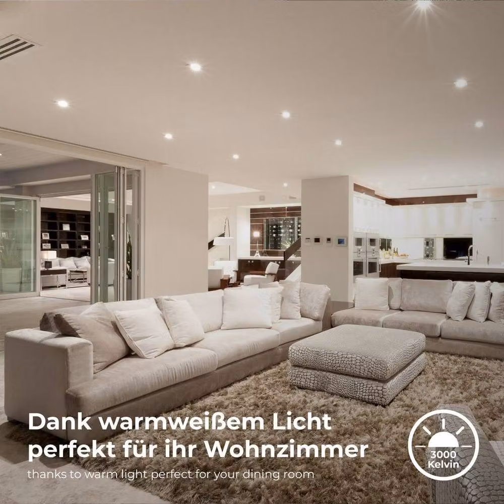 B.K.Licht Set of 5 White LED Recessed Bathroom Spotlights, IP65, Dimmable and Adjustable, D/H: 9 x 4.2 cm – 4