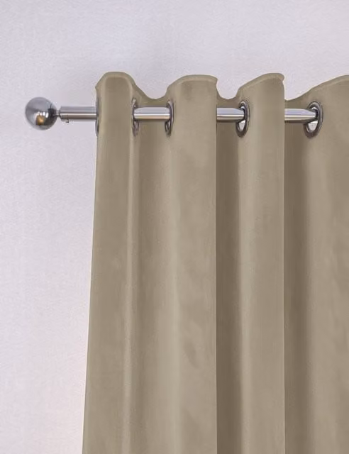 M&S Champagne Velvet Eyelet Curtains, Thermal Insulating and Opaque