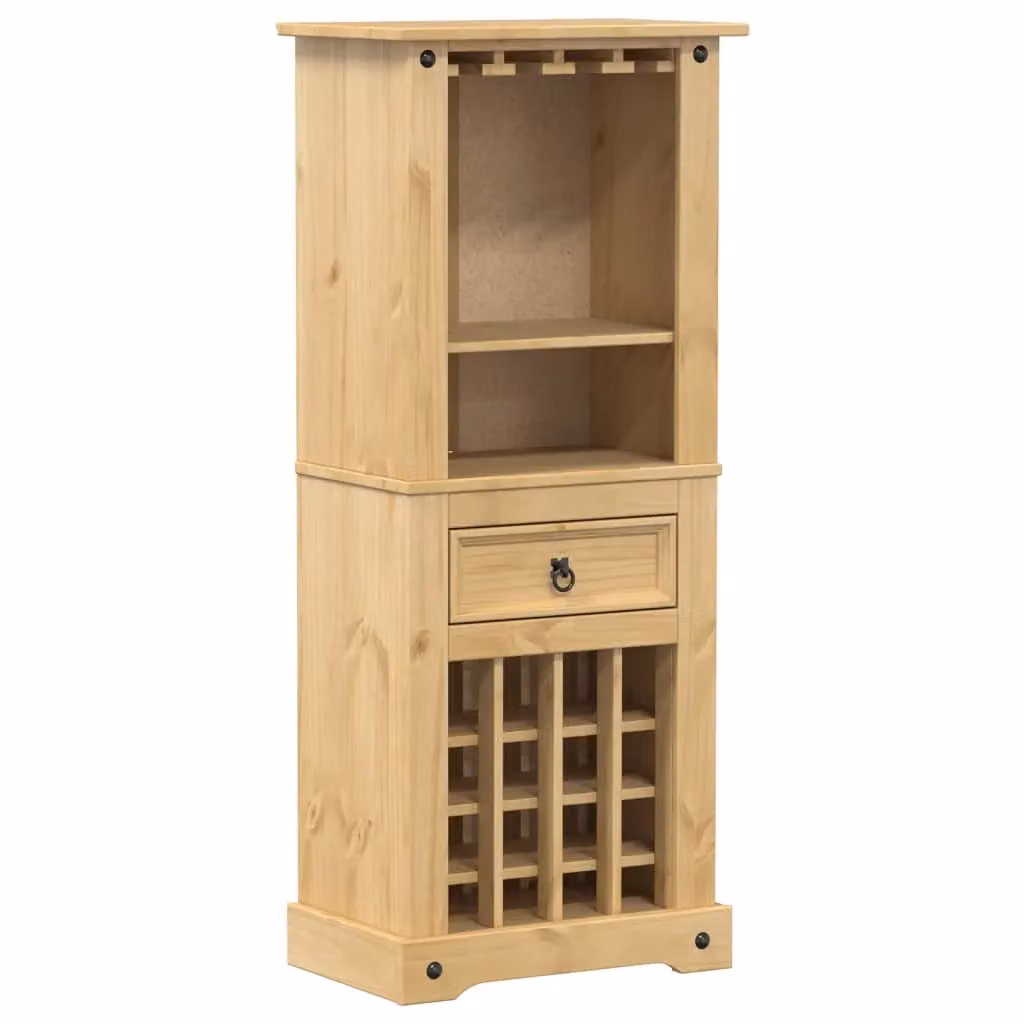 Berkfield Home Corona Rustic Solid Wood Pine Wine Rack, Brown, W/D/H: 56 x 35 x 120 cm – 2
