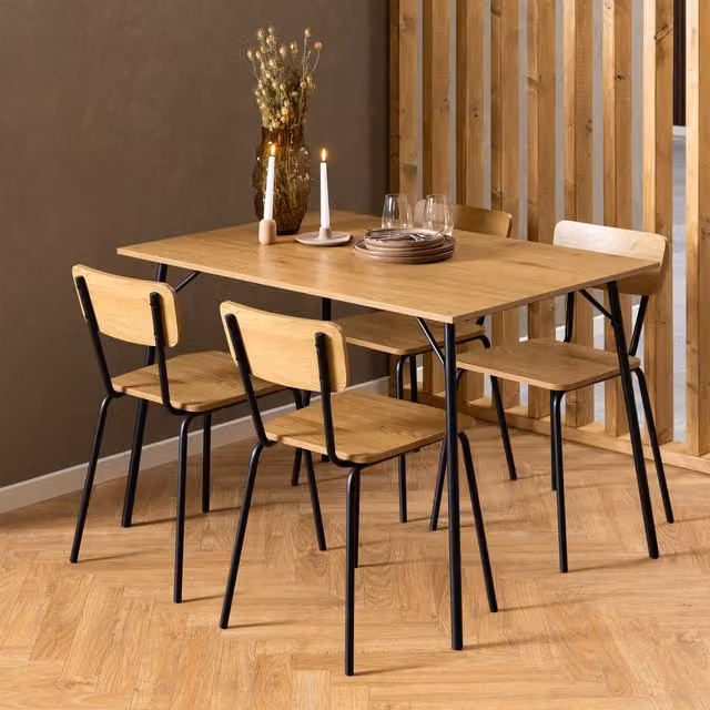 Furniture To Go Peru Dining Table and Chair Set in Wild Oak and Black
