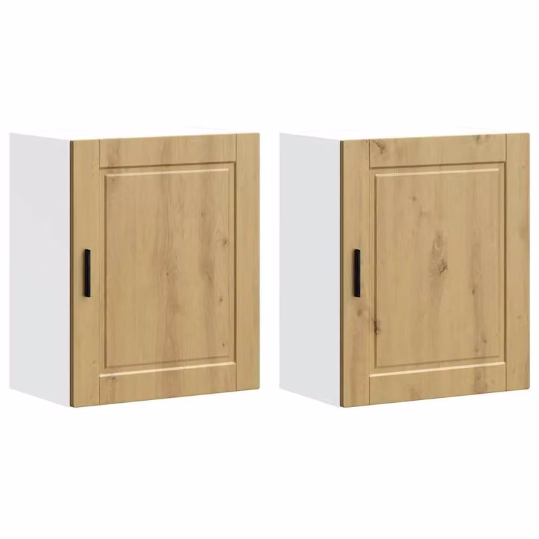 Berkfield Home Porto Artisan Oak Kitchen Wall Cabinets, 2 Piece Set, Brown
