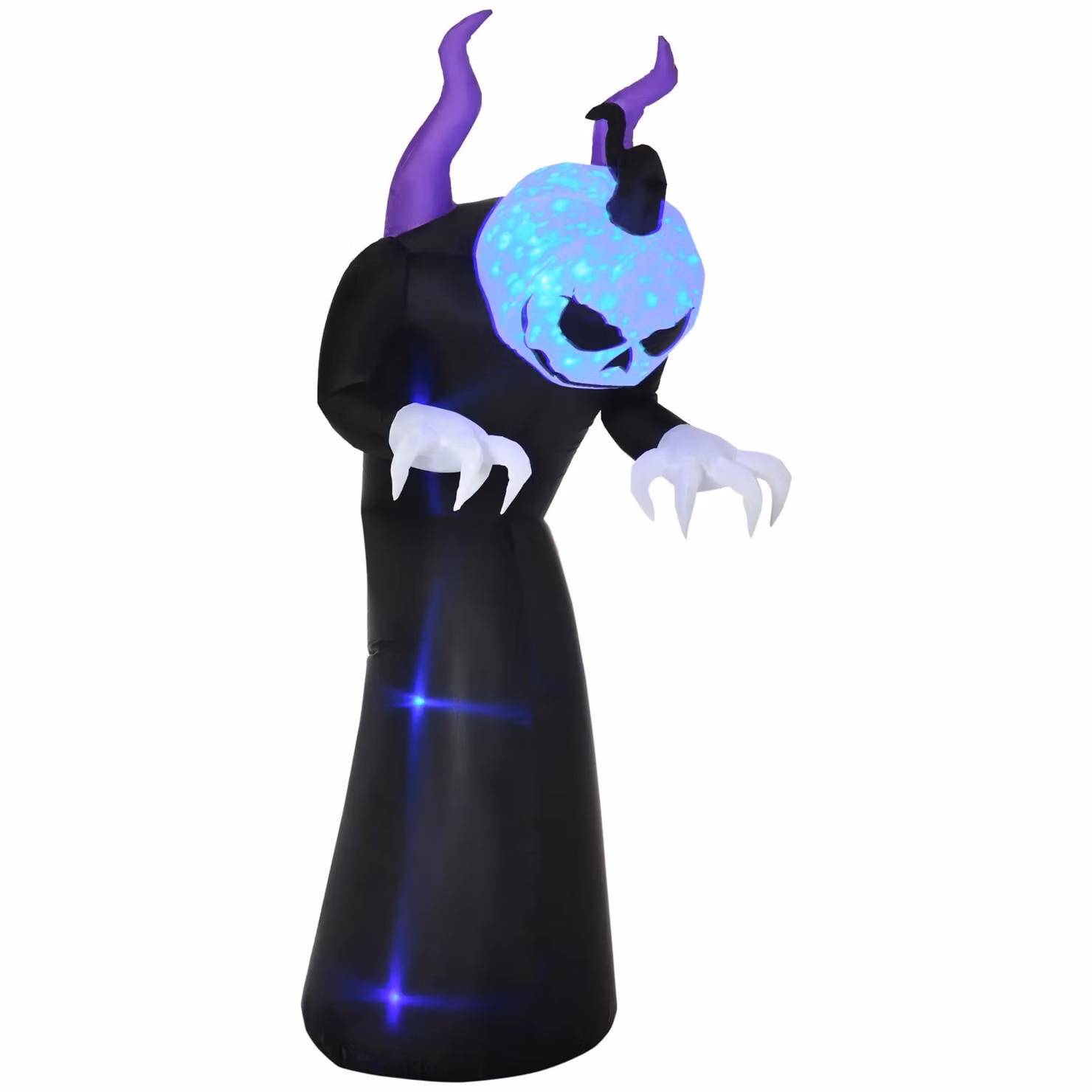OUTSUNNY 7ft Inflatable Halloween Ghost with Horns Lighted Outdoor Decoration, Black – 2