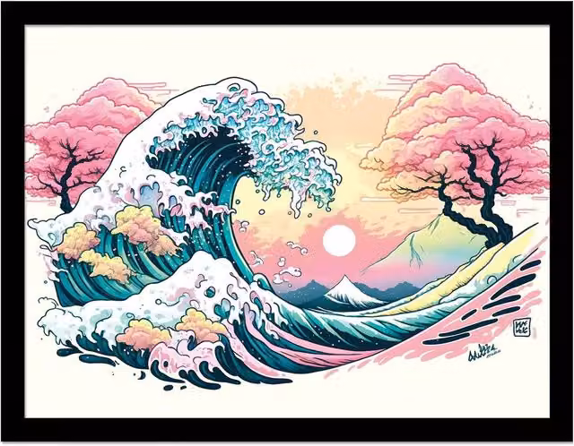 Wave Collection Waves Framed Multicolour Nature Poster