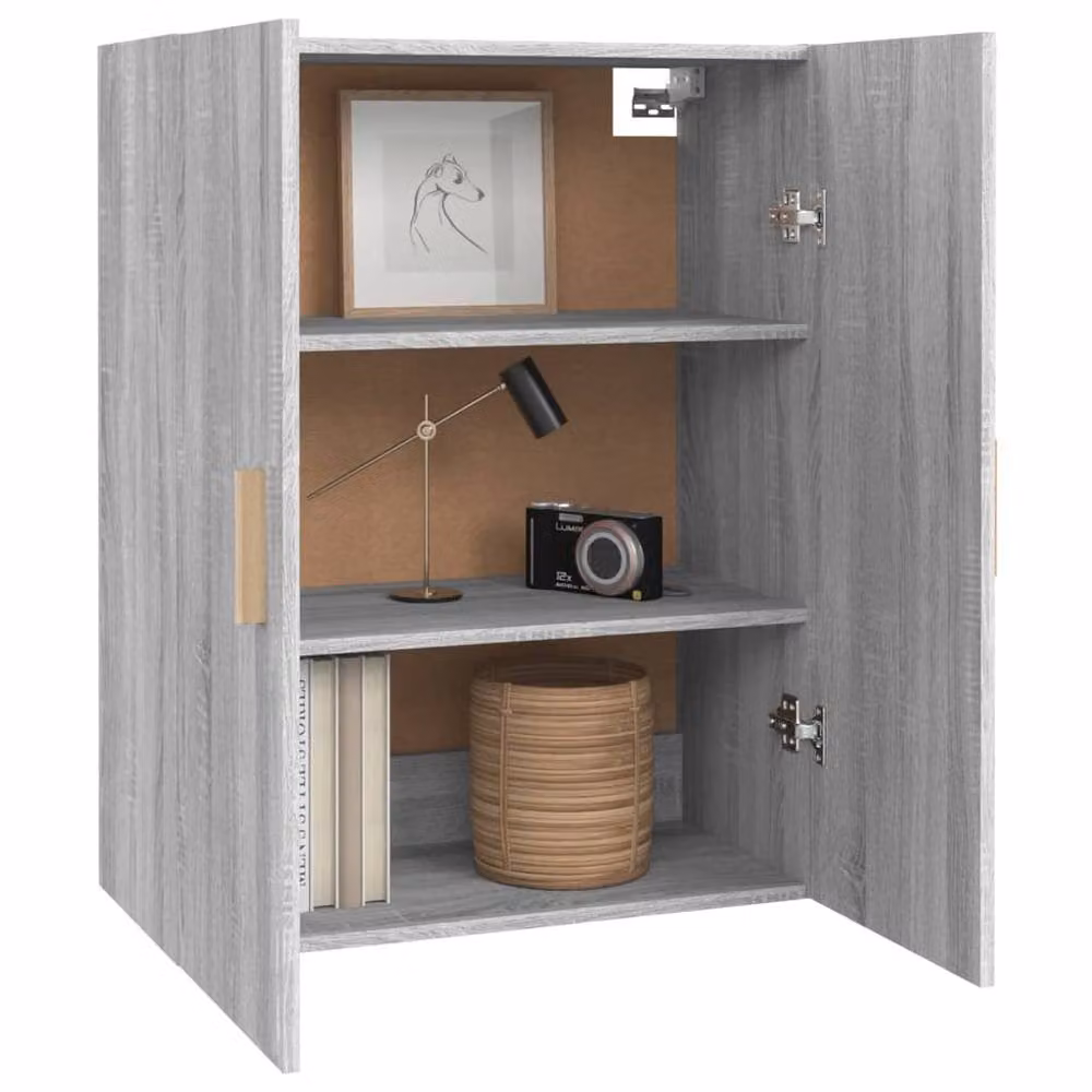 Berkfield Home Hanging Wall Cabinet in Grey Sonoma, W: 69.5 cm, D: 34 cm, H: 90 cm – 2