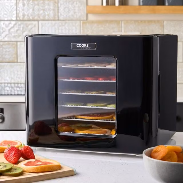 Cooks Professional 6 Tier Food Dehydrator in Black with 400W Power, Digital Display, Timer and Auto Shut-off