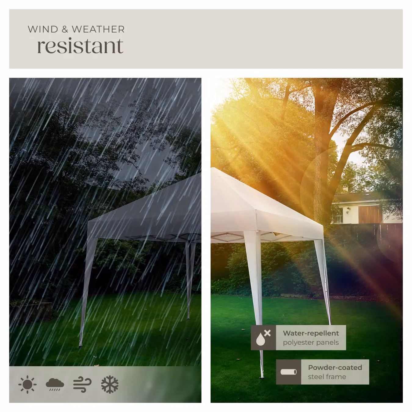 tectake Gazebo Linosa White, W/D/H: 300 x 300 x 255 cm – 5