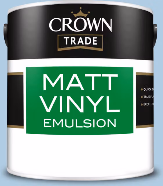 Crown Trade Water Based Vinyl Matt Dispersion Paint in Powder Blue, 2.5 l