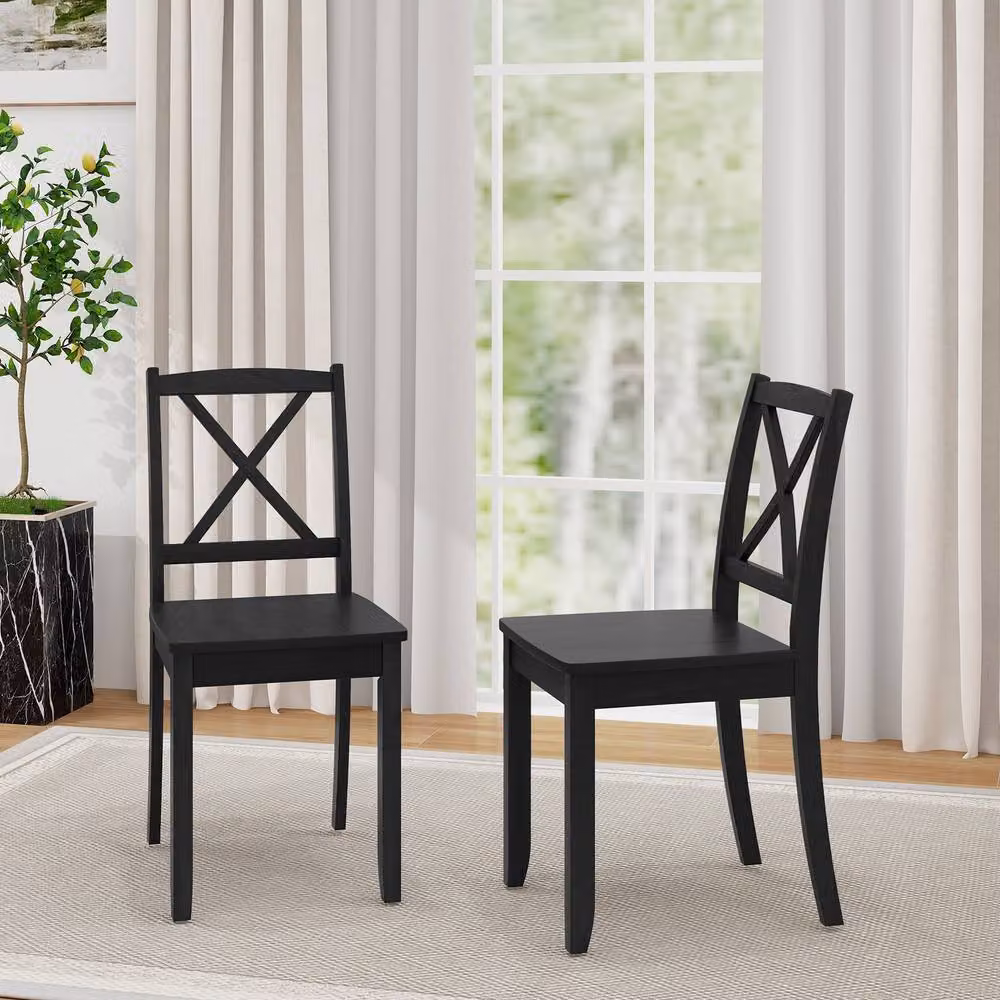 Costway Set of 2 Black Rubberwood Cross Back Armless Dining Chairs – 2