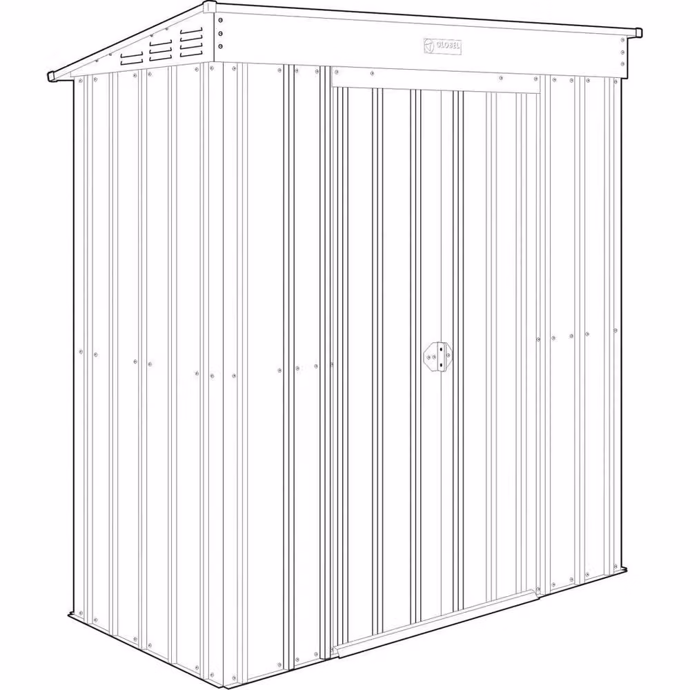 Mercia Globel Pent Steel Garden Shed in Grey with Double Doors and Side Vent, W: 182.88 cm, D: 91.44 cm, H: 167 cm – 3