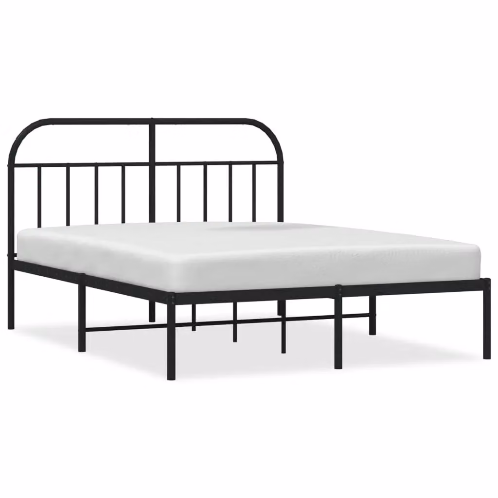 Berkfield Home Metal Bed Frame with Headboard, Black, W: 135 cm, D: 190 cm – 2