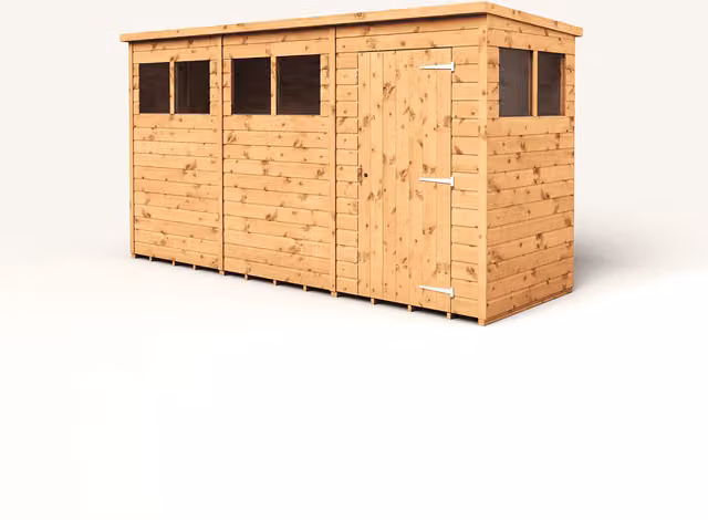Empire Sheds Brown Modular Pent Garden Shed with Single Door and Windows
