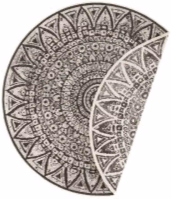 THE RUGS Lilja Vintage Round Reversible Indoor Outdoor Rug in Black, Diameter: 240 cm – 1