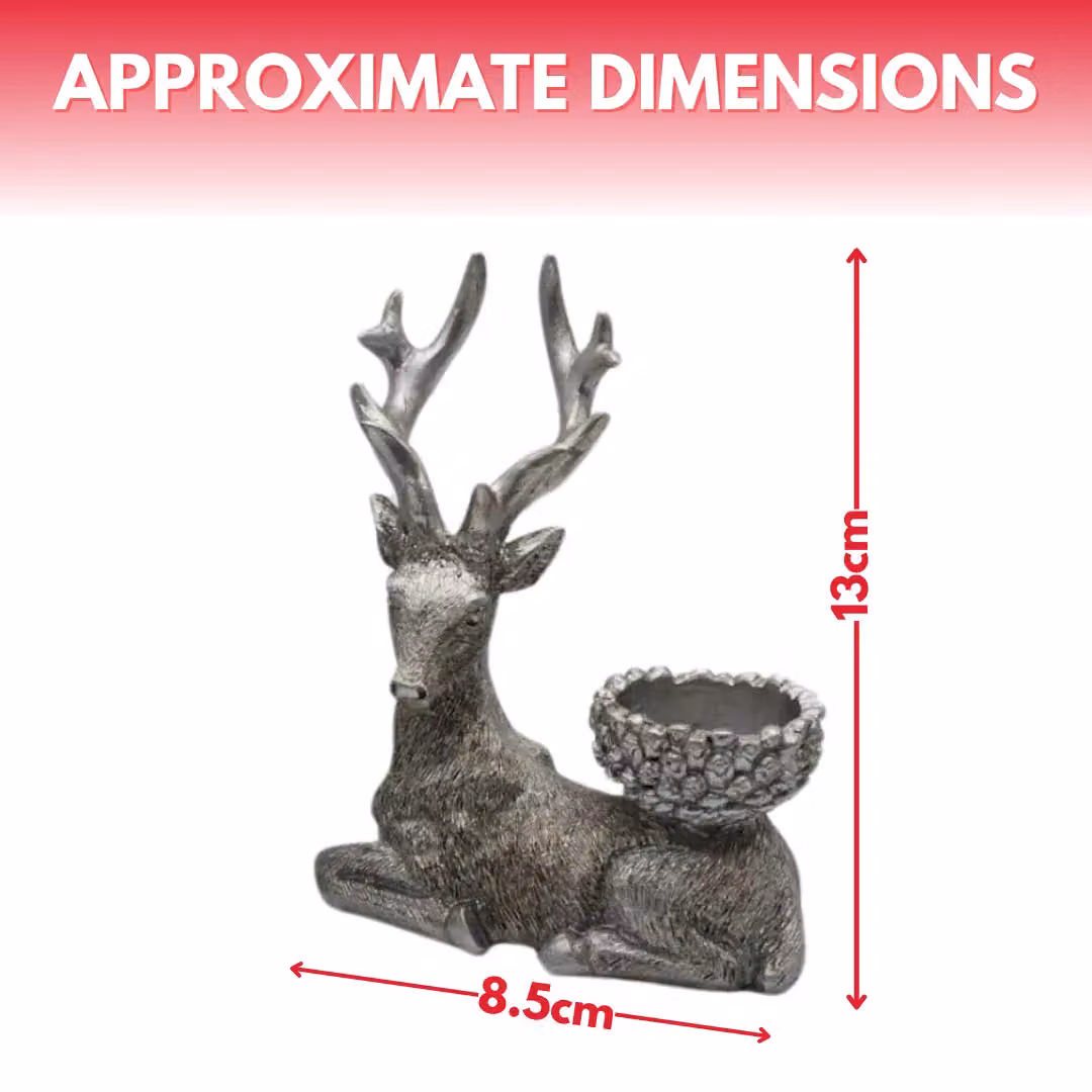 Marco Paul Silver Stag Christmas Tea Light Candle Holder Set, 2 Piece – 2