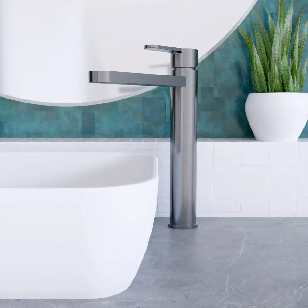 Balterley Pride Round High-Rise Mono Basin Mixer Tap in Brushed Pewter Silver – 2