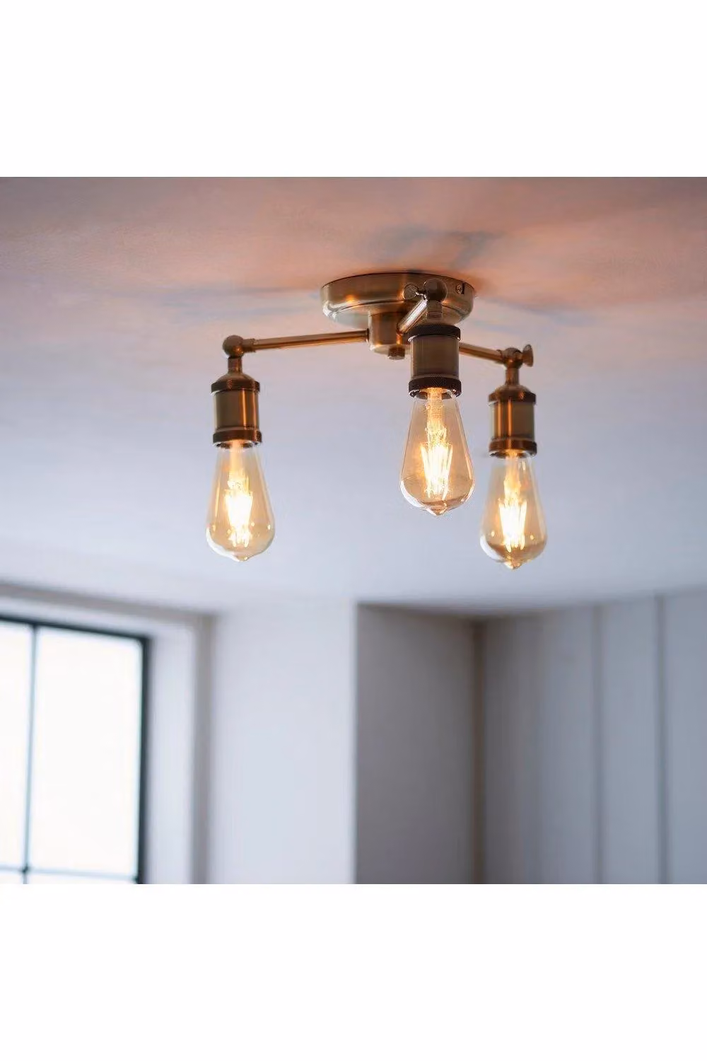 Netlighting Hal Multi Arm Semi Flush Ceiling Lamp in Antique Brass and Gold with Transparent Glass Shades – 2