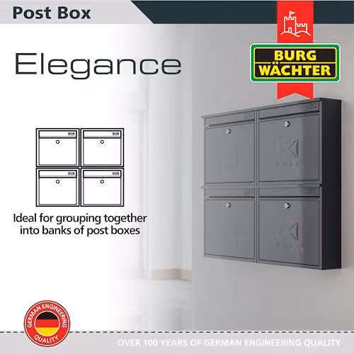 Burg-Wächter MB02A Anthracite Elegance Wall Mounted Galvanised Steel Lockable Weatherproof Post Box W/D/H: 36 x 31 x 10 cm – 4