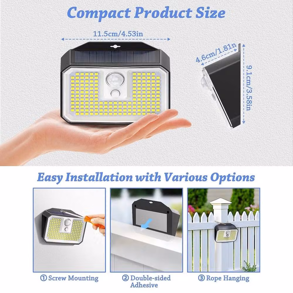 VOGREX Solar Powered LED Motion Sensor Wall Light in Black – 2