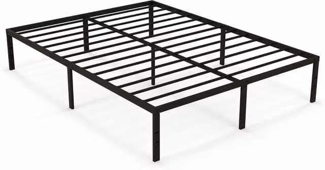 COSTWAY Modern Metal King Size Platform Bed Frame in Black, W/D/H: 180 x 200 cm