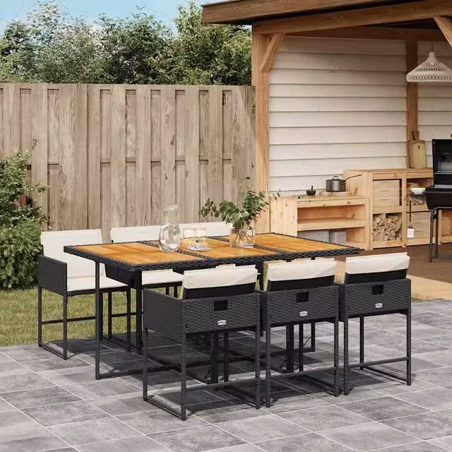Berkfield Home Garden Dining Set in Black, Brown and White