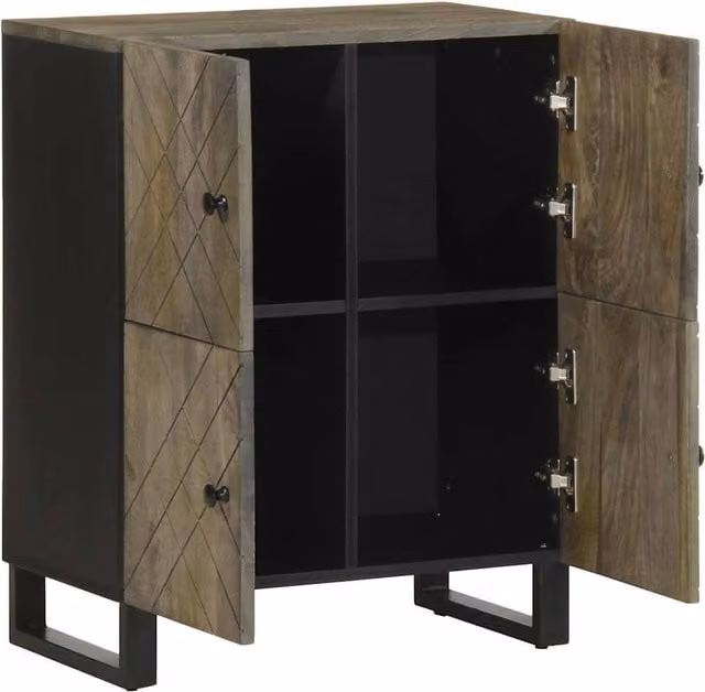 Berkfield Home Black Mango Wood Sideboard W/D/H: 60 x 33 x 75 cm – 1
