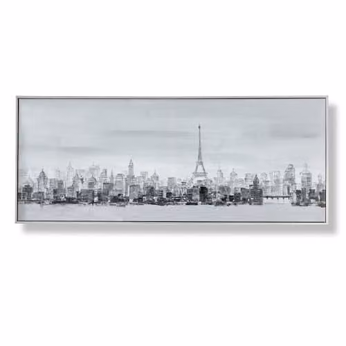 Art For The Home Bonne Nuit Paris Framed Canvas Wall Art in Grey