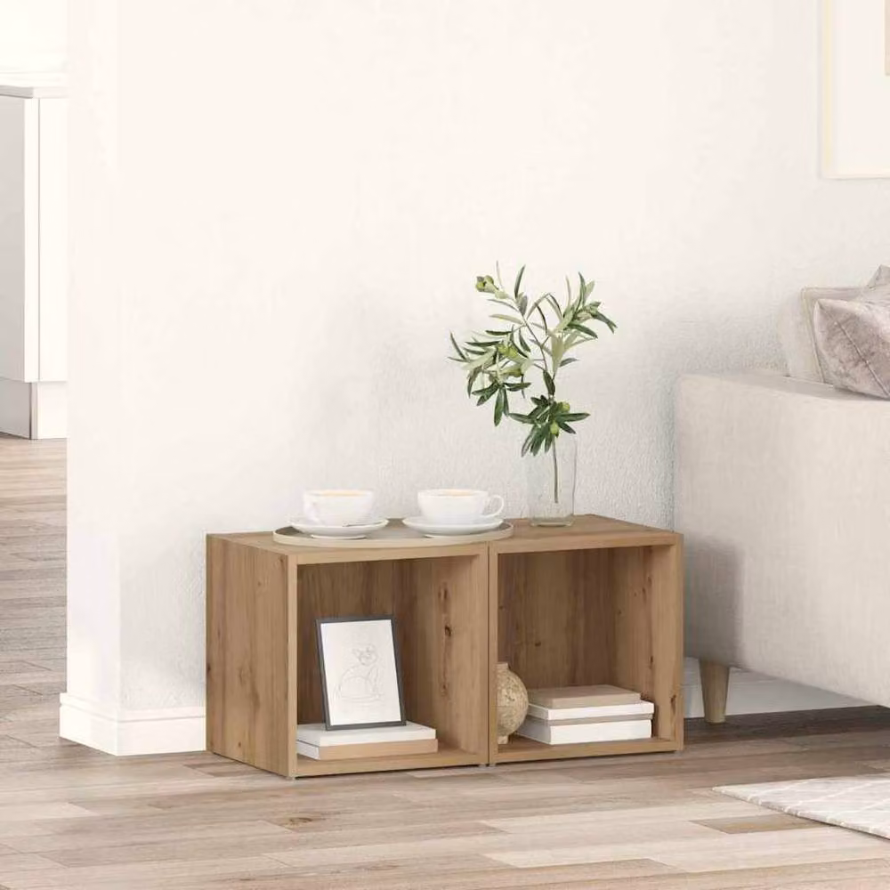 Berkfield Home 2-Piece Brown TV Cabinet Set in Engineered Wood, W/D/H: 37 x 35 x 37 cm – 2