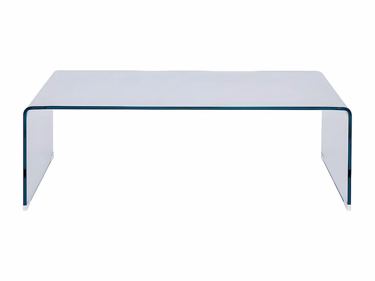 Vente-unique ALONZO Curved Tempered Glass Coffee Table in Transparent Clear, W/D/H: 80 x 55 x 37 cm