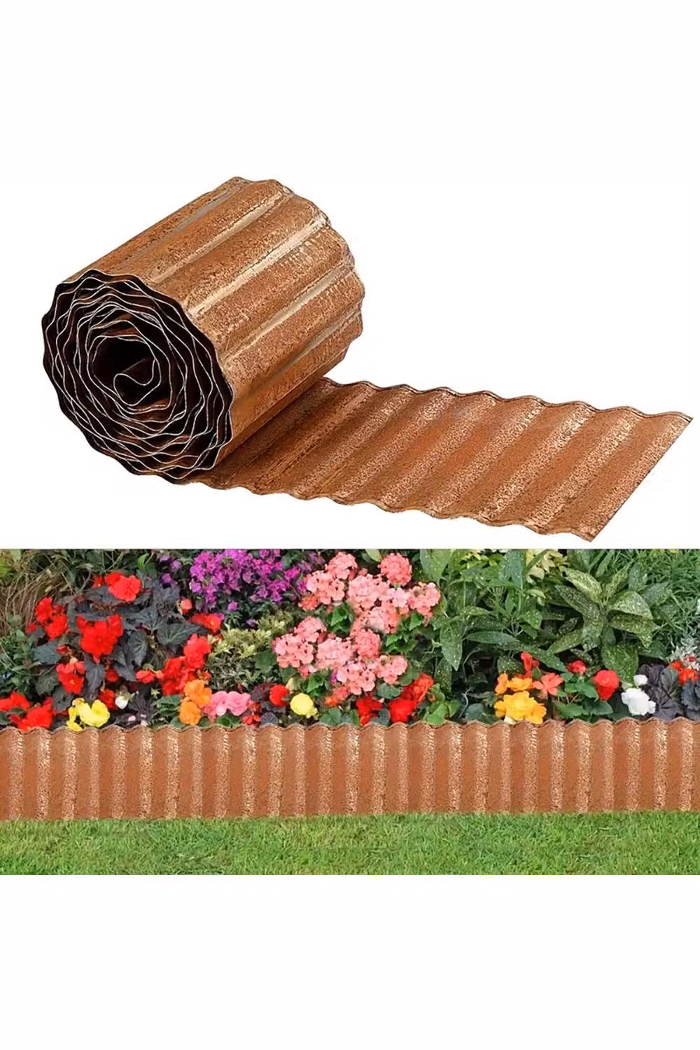 Living and Home Corrugated Metal Garden Edging in Terracotta – 2