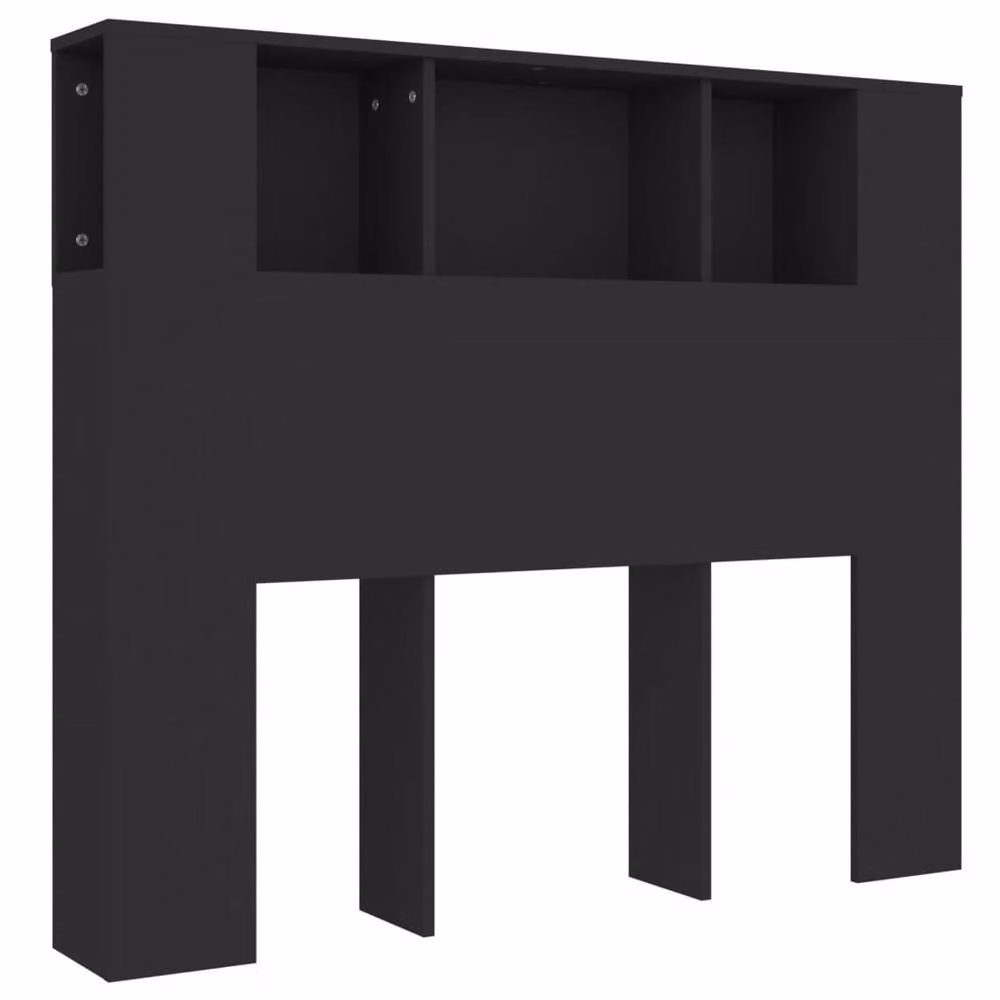 Berkfield Home Modern Headboard Cabinet with Integrated Bedside Shelf, Black, W: 120 cm, D: 18.5 cm, H: 104.5 cm – 2