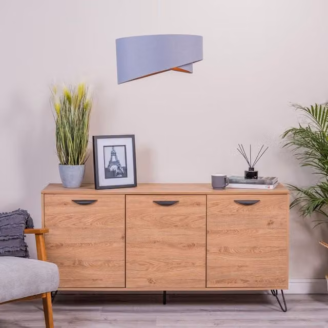 ValueLights Trekan Modern Fabric Ceiling Pendant Shade in Grey and Gold