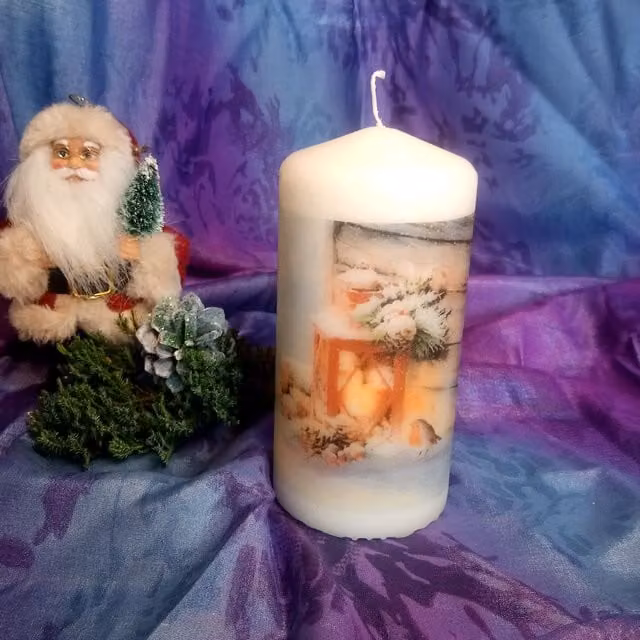 Viki White Christmas Tabletop Pillar Candle Lantern, Set of 2