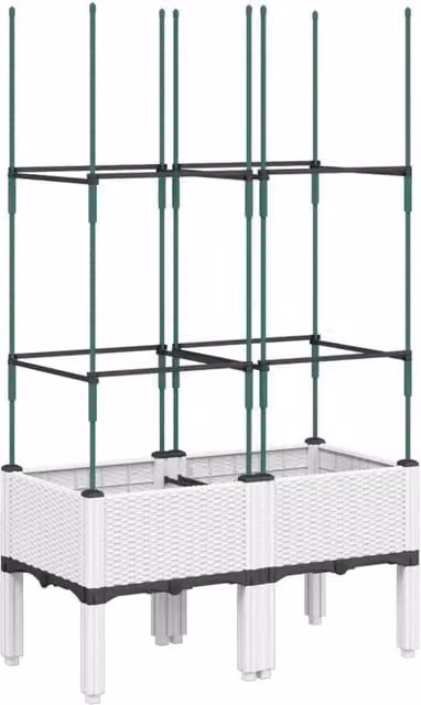 Berkfield Home Garden Planter with Trellis in White, W/D/H: 80 x 40 x 142.5 cm